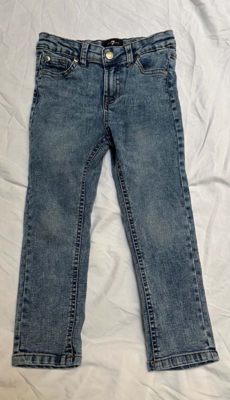 7 For All Mankind Boys Medium Wash Slim Fit Adjustable Waist Jeans, Size 4T
